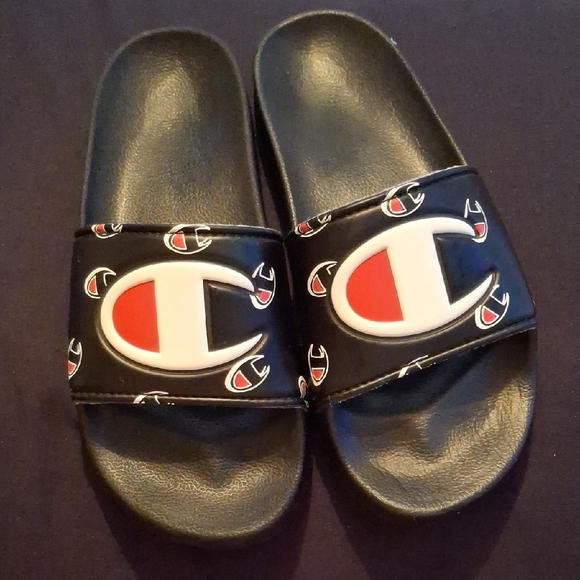 Champion Other - NWOT !!!Champion Black and Red Slide Sandals with Iconic Logo Boys Size 3